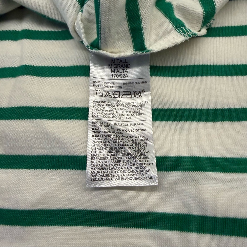 Old Navy White and Green Striped Short Sleeve Top Size M Tall Coastal Grandma - Picture 6 of 7